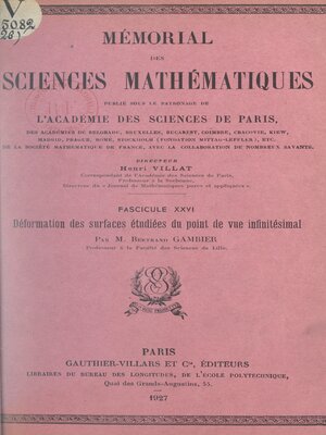cover image of Déformation des surfaces étudiées du point de vue infinitésimal